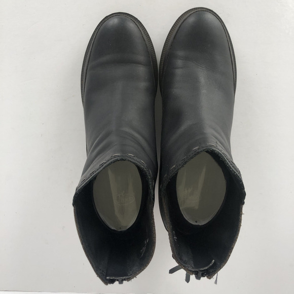 CHACO Fossil Ankle Boots Women’s 7.5 Black Leather Tassel Back Zip Stacked Heel - Picture 4 of 16